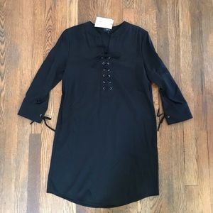 Theory Black Tencel Jullitah Shirt Dress